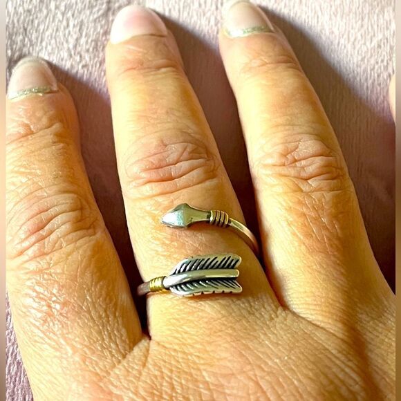 The Arrow Adjustable ring in 925 silver and 14k yellow gold plated accen… - Picture 5 of 14